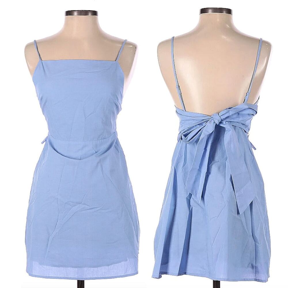 NWT Line & Dot Brynn Cotton Tie Back Backless Strrappy Mini Cocktail Dress S